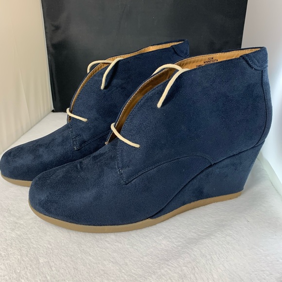 Ashley Stewart Shoes - Ashley Stewart Blue Faux Suede Booties 12 Wide